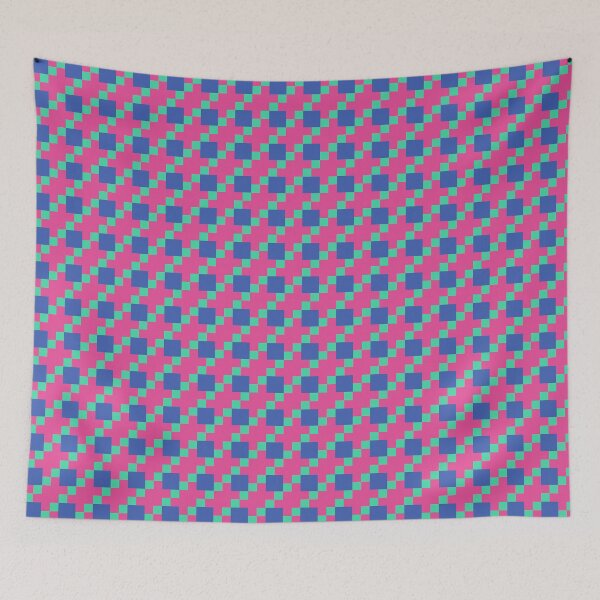 Item preview, Blocky Retro Abstract Geometric grid of Pink, Green and Blue pattern designed and sold by Teacup Tiger Designs.