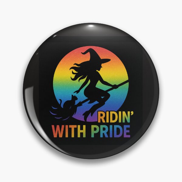 Item preview, Ridin with Pride Witch and Cat on Broom designed and sold by Ann Marie Olsen.