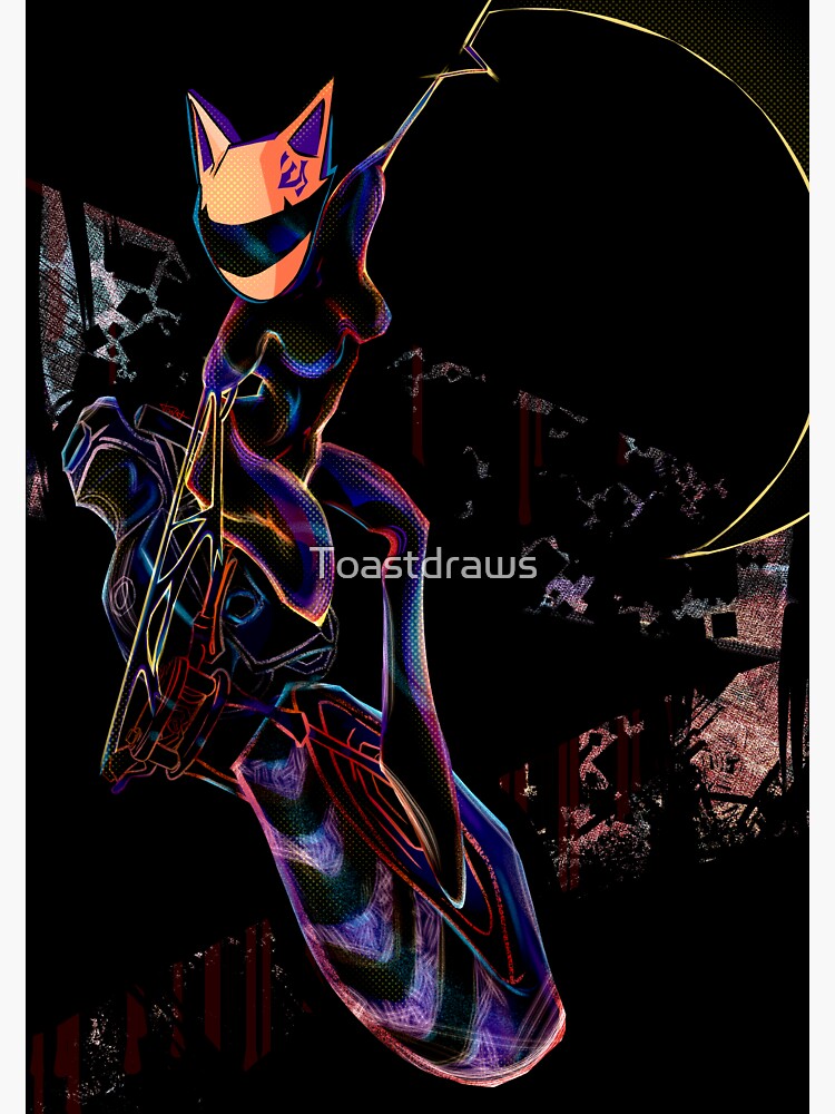 Aperçu 3 sur 3. Sticker avec l'œuvre Chat motard créée et vendue par Toastdraws.