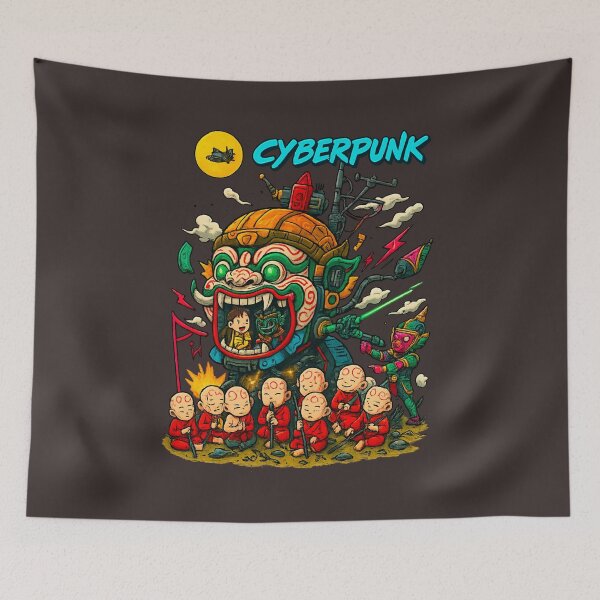 Item preview, Cyberpunk Guardian: Mystic Monks and Futuristic Warriors designed and sold by Thaivi Design.
