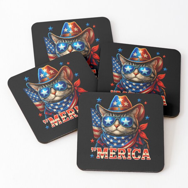 Item preview, Patriotic Cat Merica Cool 4th of July Cowboy Pride Art designed and sold by cawtoon.