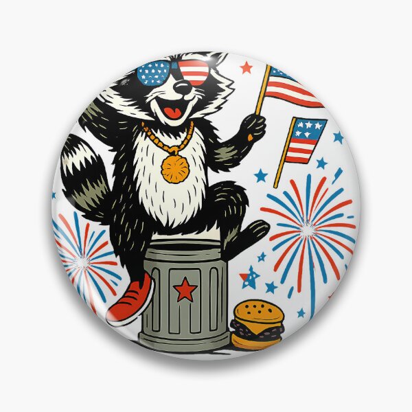 Item preview, Red White And Feral Raccoon 4th Of July Patriotic Cute designed and sold by cawtoon.
