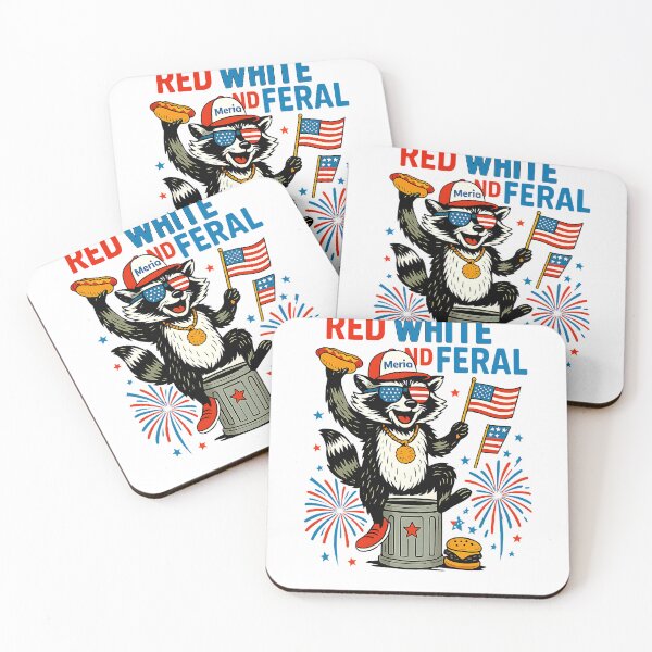 Item preview, Red White And Feral Raccoon 4th Of July Patriotic Cute designed and sold by cawtoon.