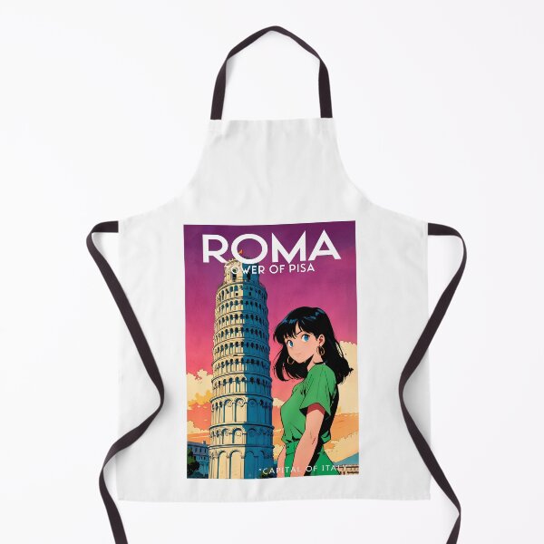 Item preview, Beautiful girl traveling and walking around the Leaning Tower of Pisa Sticker, poster with vintage 80s anime design designed and sold by UrbanTRIP.