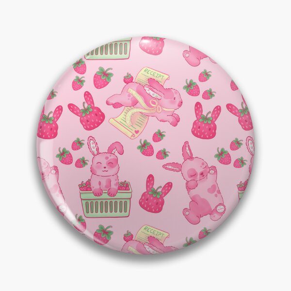 Item preview, Strawberry Bunny Pattern – Cute Kawaii Animal Illustration in Pastel Pink designed and sold by KandiiJar.