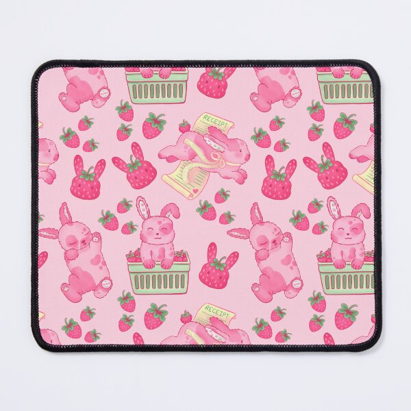 Item preview, Strawberry Bunny Pattern – Cute Kawaii Animal Illustration in Pastel Pink designed and sold by KandiiJar.