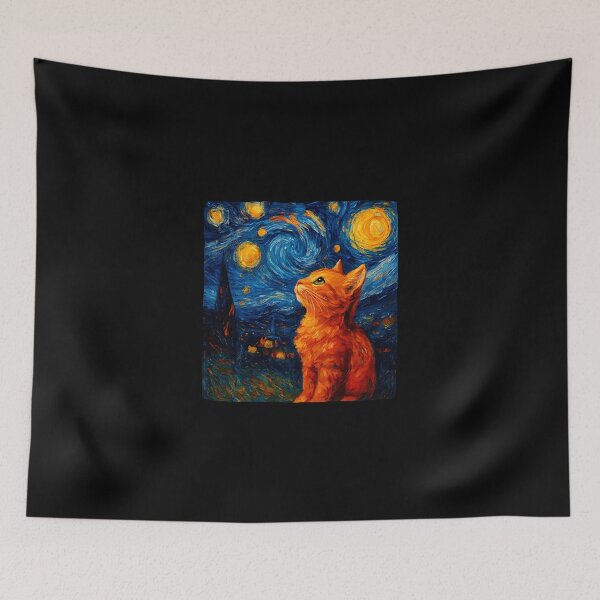 Item preview, Beautiful Cat at Night Van Gogh Style Cute Cat Lover Cat Mom designed and sold by MOHITSALVI.