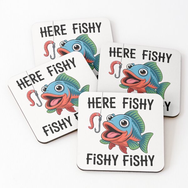Item preview, Here Fishy Fisherman Funny Fishing Lover Cute Fish Worm designed and sold by TalalosART.
