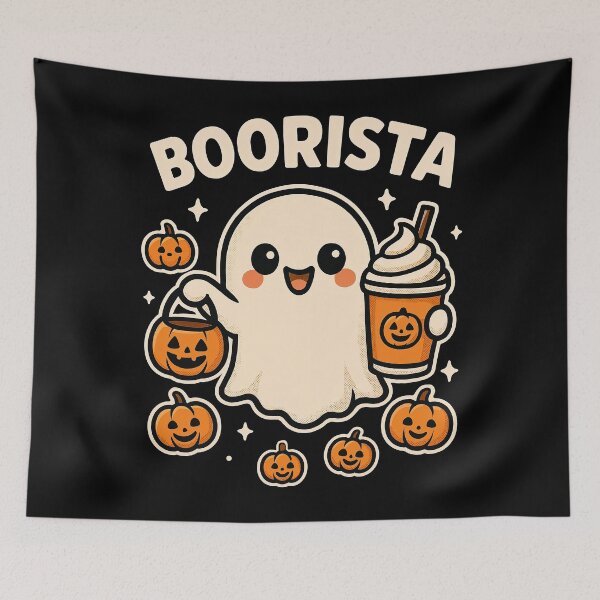Item preview, Boorista – Cute Ghost Barista Halloween Coffee Pun Design designed and sold by Victor Shadehorn.