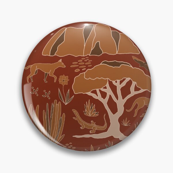 Item preview, Australian desert - Uluru - kangaroo,dingo, lizard and cactus on red designed and sold by ahahdodo.