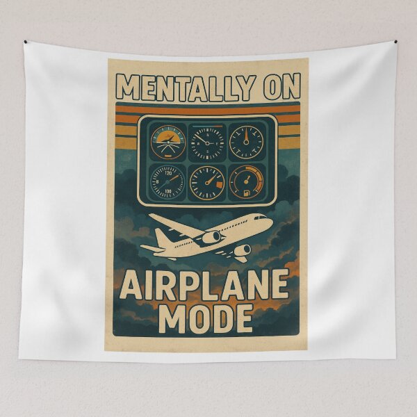 Item preview, Mentally on Airplane Mode – Retro Cloudy Cockpit Graphic designed and sold by MTeesGA.