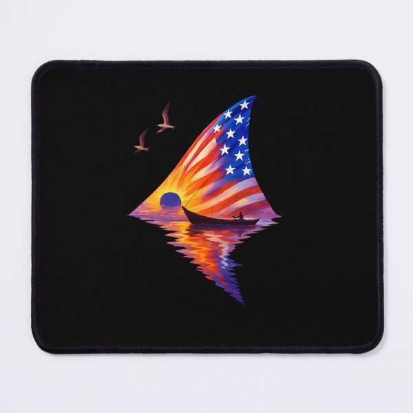 Item preview, American Flag Sailboat Sunset 4th of July Fishing designed and sold by diyoor.