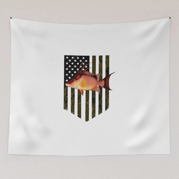Item preview, Camo American Flag Hogfish Fishing 4th Of July designed and sold by diyoor.