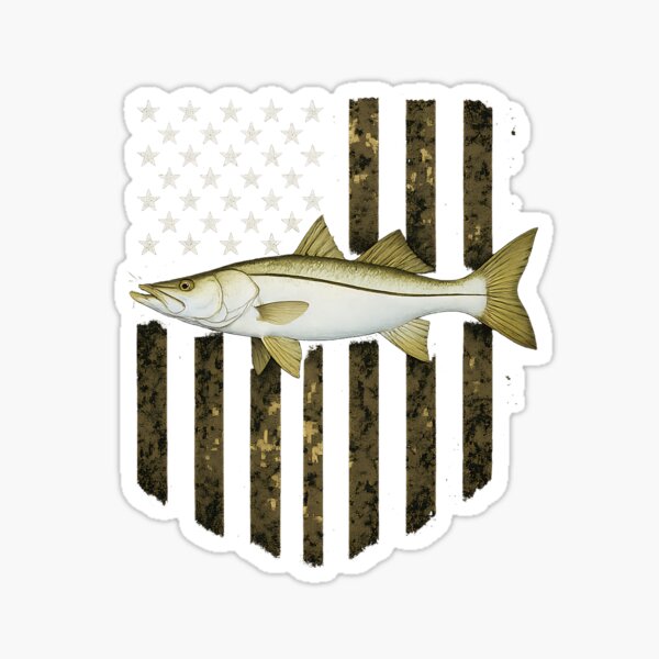 Camo American Flag Snook Fishing 4th Of July Sticker