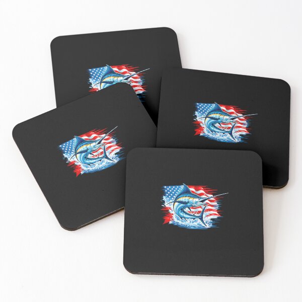 Item preview, Fishing Marlin Swordfish Fish 4th of July American Flag USA designed and sold by diyoor.