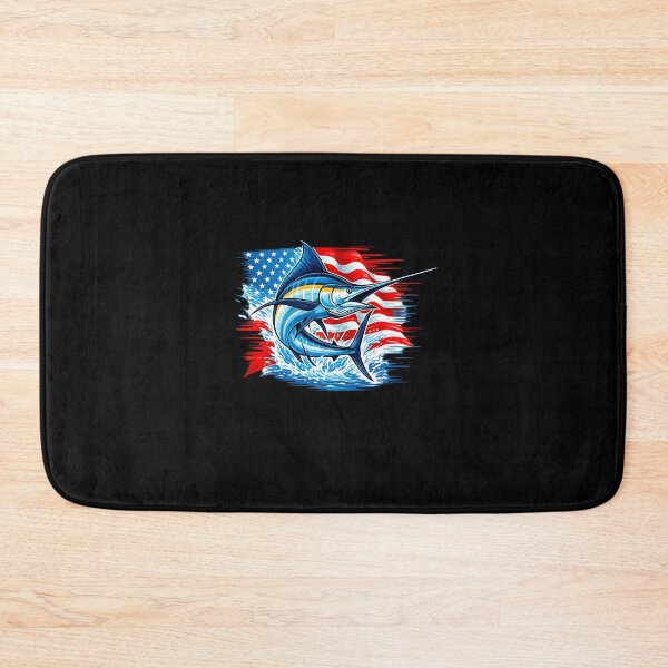 Item preview, Fishing Marlin Swordfish Fish 4th of July American Flag USA designed and sold by diyoor.