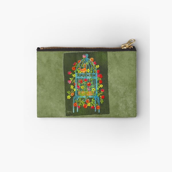 Item preview, Flower-Filled Vintage Birdcage Collage designed and sold by MarcyBrennanArt.