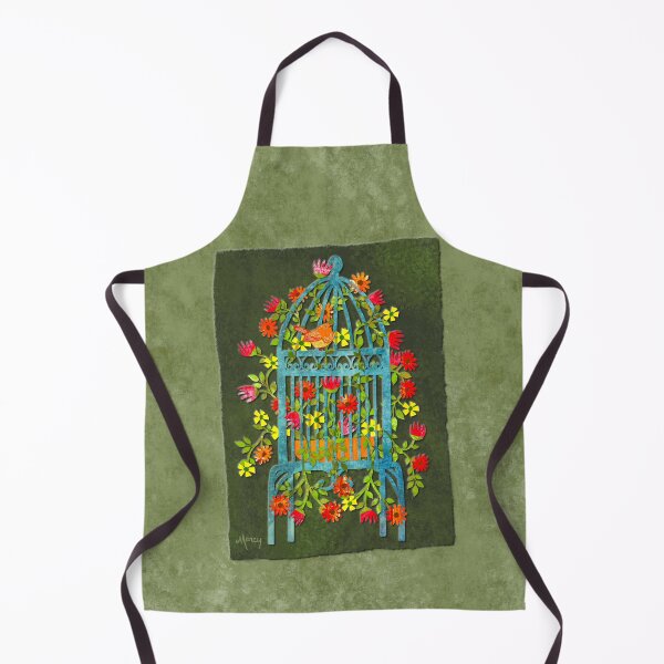 Item preview, Flower-Filled Vintage Birdcage Collage designed and sold by MarcyBrennanArt.