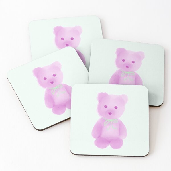 Item preview, Pink Teddy Bear with Green Bow and Heart Nose designed and sold by emilymcsorley.