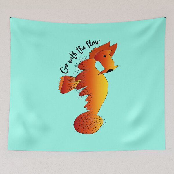 Item preview, Go With The Flow Orange Seahorse by Everything Eli designed and sold by EverythingEli.