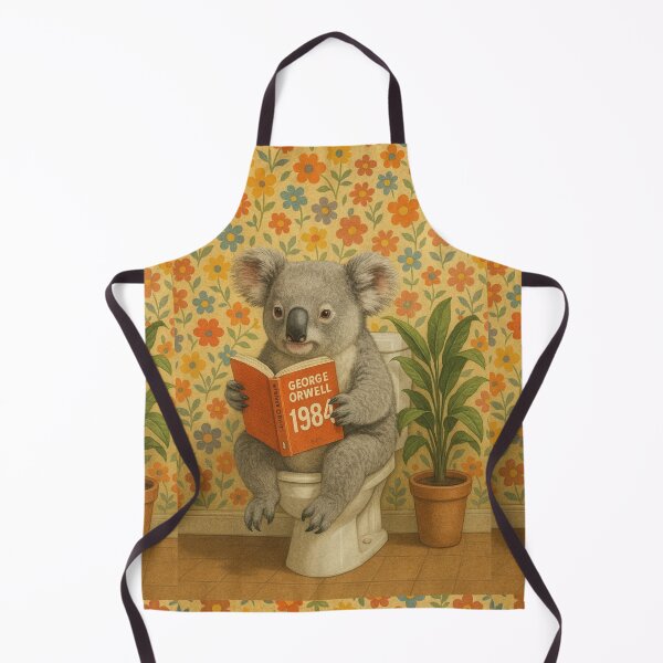 Item preview, Koala on the toilet reading “1984” – Retro Humor Illustration designed and sold by LeahHa.
