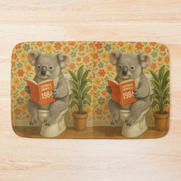 Item preview, Koala on the toilet reading “1984” – Retro Humor Illustration designed and sold by LeahHa.
