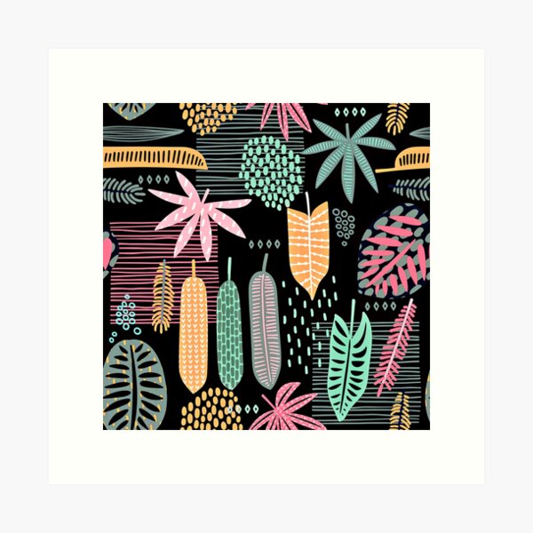 Item preview, Tropical Leaves Pink, Aqua And Yellow Abstract Leaves  designed and sold by DEC02.
