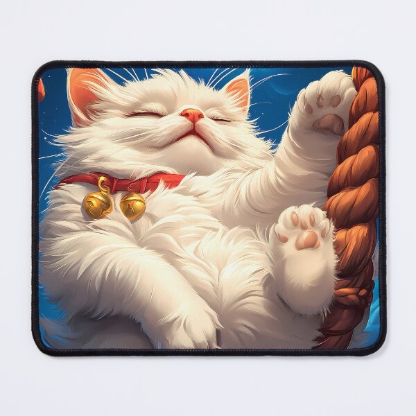 Item preview, Van Gogh Animals Fluffy White Cat Dreams Under Full Moon with Starry Charm designed and sold by lassedgkotsij.