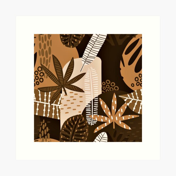Item preview, Earthtones, Cream, And Espresso Hues Tropical Abstract Leaves designed and sold by DEC02.