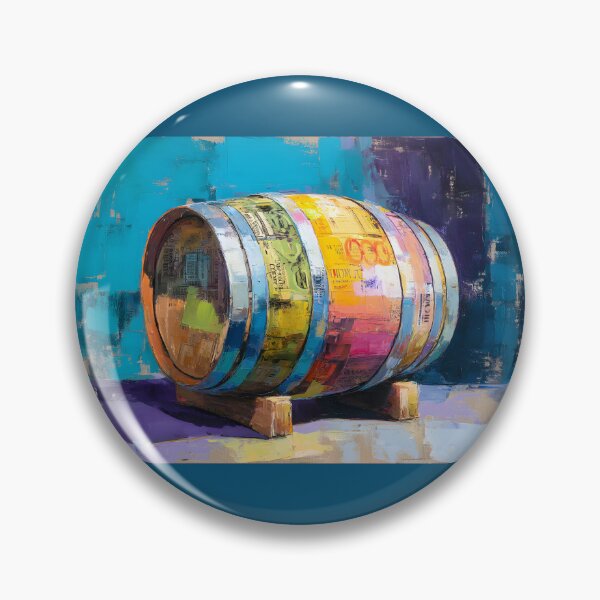 Item preview, Whiskey Barrel Pop Art - Colorful Abstract Vibes with Bold Labels and Wooden Base designed and sold by OlfactoART Studio.