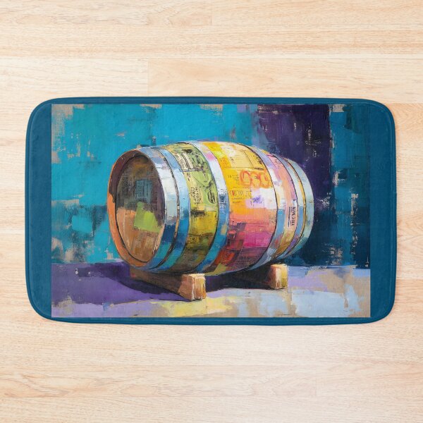 Item preview, Whiskey Barrel Pop Art - Colorful Abstract Vibes with Bold Labels and Wooden Base designed and sold by OlfactoART Studio.
