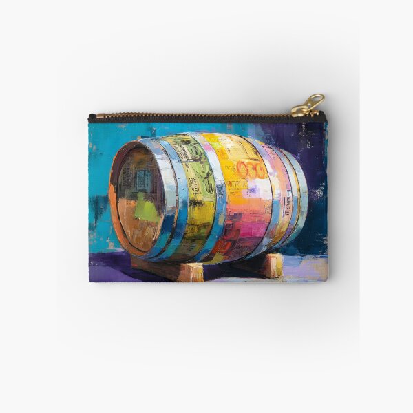 Item preview, Whiskey Barrel Pop Art - Colorful Abstract Vibes with Bold Labels and Wooden Base designed and sold by OlfactoART Studio.