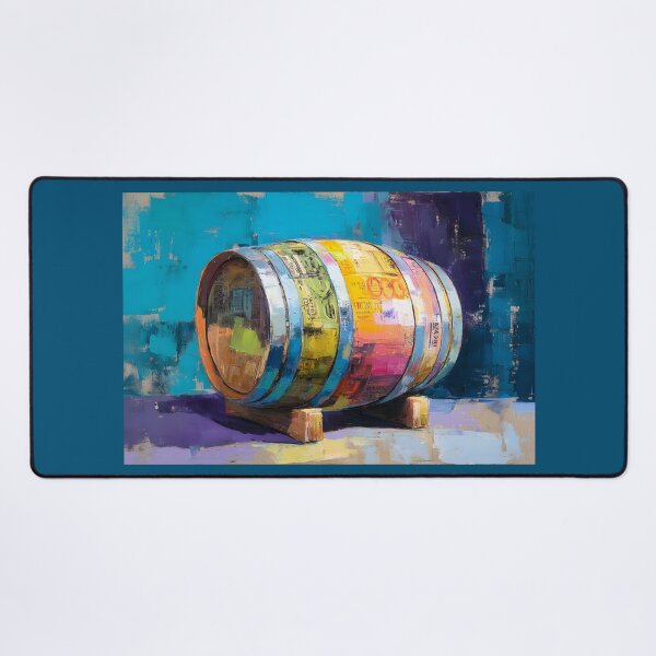 Item preview, Whiskey Barrel Pop Art - Colorful Abstract Vibes with Bold Labels and Wooden Base designed and sold by OlfactoART Studio.