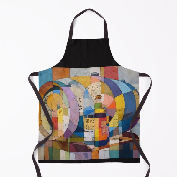 Item preview, Whiskey Barrel and Bottles in Abstract Cubism - Bold Geometric Still Life with Vibrant Colors designed and sold by OlfactoART Studio.