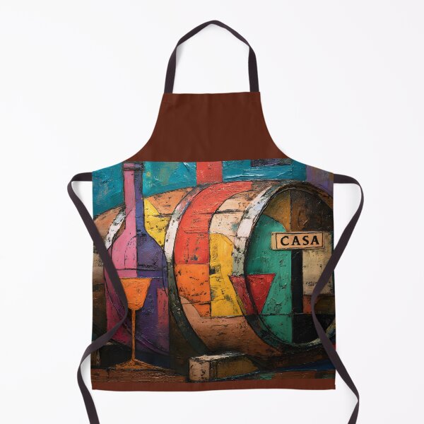 Item preview, Casa Wine Barrel and Glass in Bold Geometric Cubist Style - Vibrant Abstract Composition with Rustic Flair designed and sold by OlfactoART Studio.