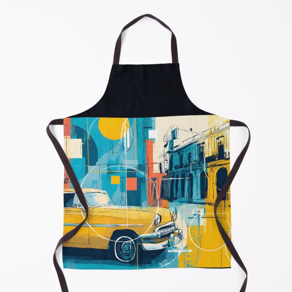 Item preview, Drive Into Cuban Color - Vintage Yellow Car Meets Abstract Havana Energy Digital AI Art designed and sold by OlfactoART Studio.