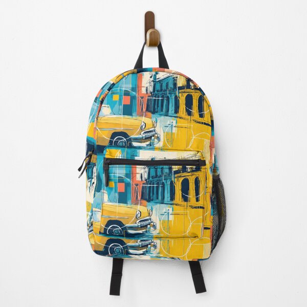 Item preview, Drive Into Cuban Color - Vintage Yellow Car Meets Abstract Havana Energy Digital AI Art designed and sold by OlfactoART Studio.