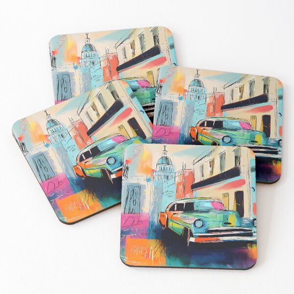 Item preview, Cruise Through Havana - Vintage Car Glides Past Colorful Streets and Cuban Charm designed and sold by OlfactoART Studio.