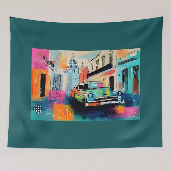 Item preview, Cruise Through Havana - Vintage Car Glides Past Colorful Streets and Cuban Charm designed and sold by OlfactoART Studio.