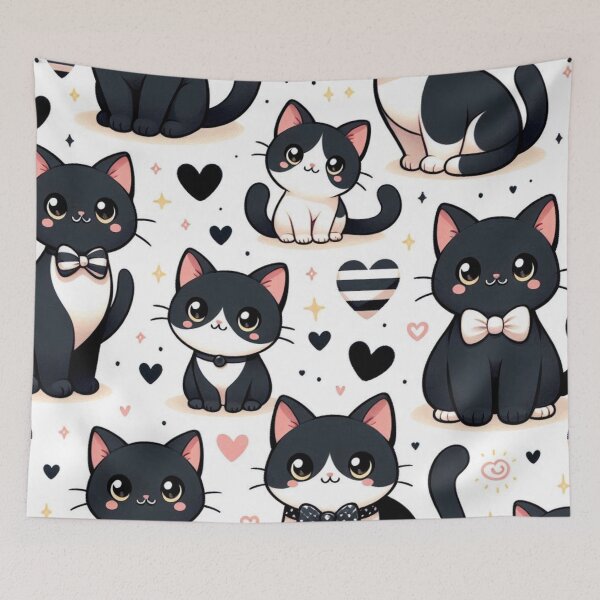Item preview, Playful Kitties Black and White Cat Design designed and sold by purplesensation.