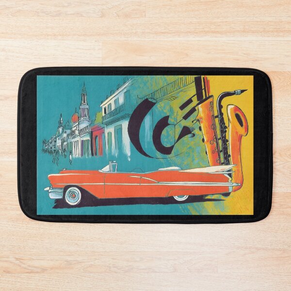Item preview, Drive Through Havana's Colorful Streets - Orange Convertible and Jazzy Saxophone Energy Abstract Digital Art designed and sold by OlfactoART Studio.