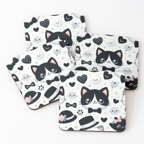 Item preview, Cute Cartoon Kittens Black and White Cats designed and sold by purplesensation.