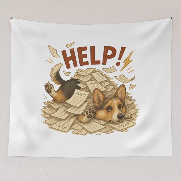 Item preview, HELP! Overwhelmed Corgi – Funny Student Dog Under Paperwork designed and sold by 奇0904.