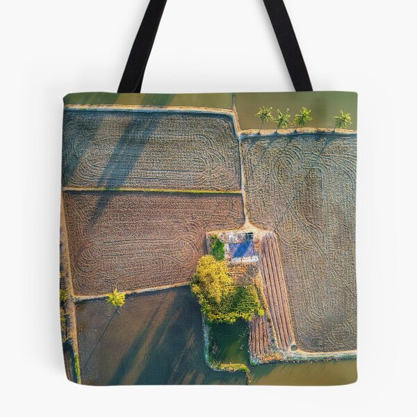 Item preview, Aerial Image of Farmers Rice Field and Old Ruin designed and sold by Huskyyy Designs.