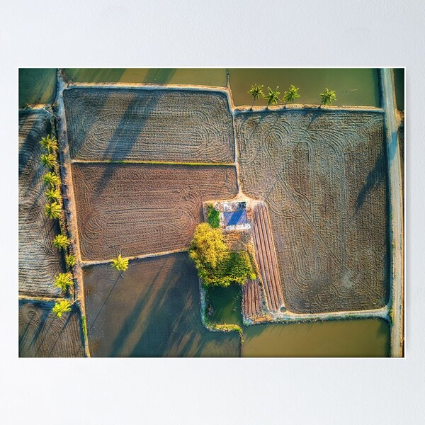 Item preview, Aerial Image of Farmers Rice Field and Old Ruin designed and sold by Huskyyy Designs.