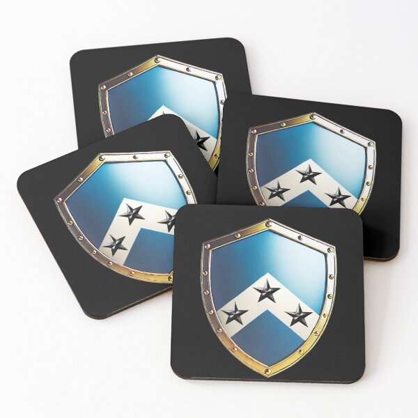 Item preview, Roberts Heraldic Shield – Chevron of Valor with Black Stars on Blue designed and sold by Highlandkings.