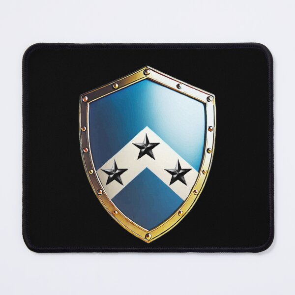 Item preview, Roberts Heraldic Shield – Chevron of Valor with Black Stars on Blue designed and sold by Highlandkings.