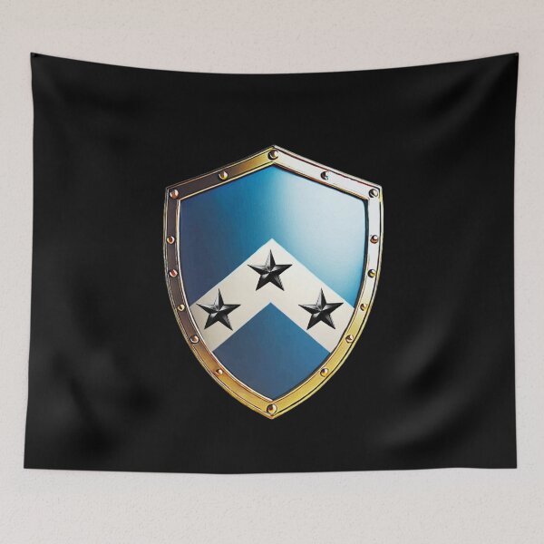 Item preview, Roberts Heraldic Shield – Chevron of Valor with Black Stars on Blue designed and sold by Highlandkings.
