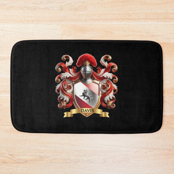 Item preview, Davis Family Crest Engraved Silver Lion on RedWhite Diagonal Division designed and sold by Highlandkings.