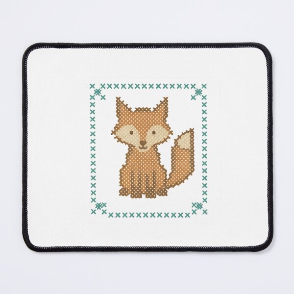Item preview, Adorable Cross-Stitch Fox – Rustic Embroidery Animal Art Design designed and sold by DJCApparel.